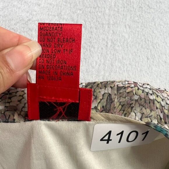 V Christina Dress M Y2K Embellished Scoop Neck Printed Midi Chiffon Witchy Gypsy - Picture 10 of 10